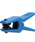Close-up of blue Pro Grade Fluid Line Stopper Set clamp, part of 7 piece plugs kit for brake lines, fuel rails, AC hoses.
