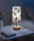 Bee Watercolor White Decor Bedside Table Lamp With 3 Way Dimmable Touch Control And Built In Charging Station on nightstand