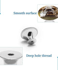 Cute Bulldog Puppy Cabinet Knobs 2 Pack Round 1.1 Inch Stainless Steel Drawer Pulls close-up of smooth surface and thread