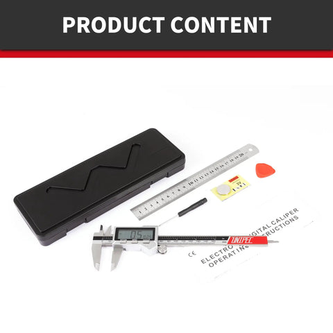 6 Inch Stainless Steel Digital Caliper With IP54 Splash Proof Protection And Stainless Steel Rule Set with case and instructions