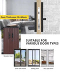 Smart Biometric Fingerprint Door Lock With App Control Waterproof Electronic Keyless Entry shown on various door types.