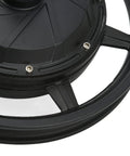 Close-up of a black Beefy 14 Inch Wheel Hub Motor 36V To 72V 2000W To 3500W for electric scooter with disc brake mount, off road use.