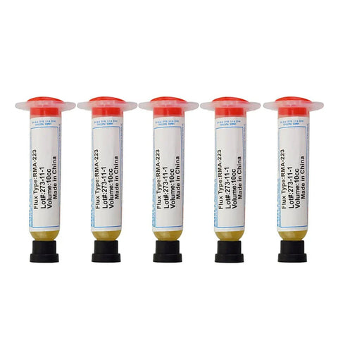 Five tubes of DIY Pro Grade Solder Flux Paste 10cc Kit With RMA223 For Chips Computers Phones LEDs And BGA SMD PGA PCB Repair Tool