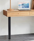Adjustable Height Table Legs Black And White Metal Frame for dining tables showing black leg supporting a wooden desk.