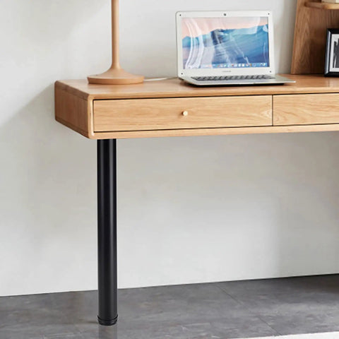 Adjustable Height Table Legs Black And White Metal Frame for dining tables showing black leg supporting a wooden desk.