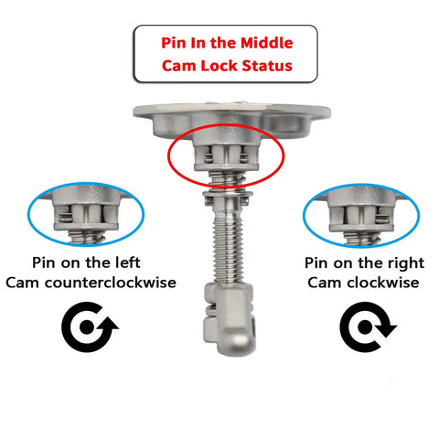 Boat Cam Latch 316 Stainless Steel Flush Mount Hatch Lift Pull with diagram of lock positions and indicators