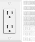 100 Pack White Decorator Wall Outlet 15 Amp 125V Receptacle with Wall Plate Non-Tamper-Resistant UL Listed for renovations
