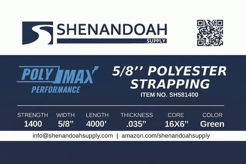 Five Eighth Inch By Thirty Five Thousandth Inch Embossed Polyester Strapping Roll For Heavy Duty Hand And Battery Tools description