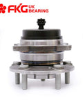 Rear Wheel Bearing Hub Assembly For Front Wheel Drive SUVs Fits Hyundai Santa Fe 2007 2015, Santa Fe XL 2013 2015, Veracruz 2007 2012, Kia Sorento 2011 2015, 5 Lug Pattern Replacement Part shown in front view with 5 lug pattern.