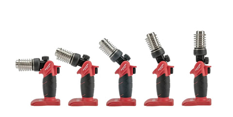 Cordless Butane Heat Gun With Shrink Reflector in multiple angled views showing red and black design, no cords