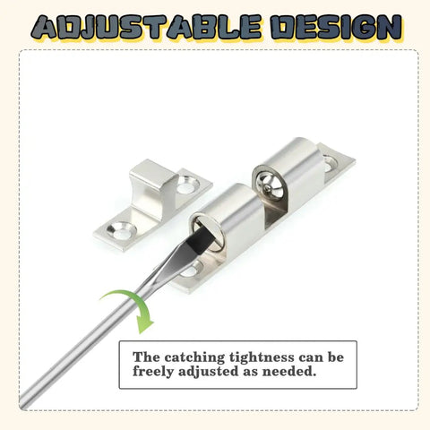 Eight Pack Stainless Steel Cabinet Latches Spring Latch Heavy Duty Silver For Kitchen And Bathroom, 67mm Long 12mm Wide 17mm Deep, Mounting Holes 4mm And 4.5mm, Universal Fit For Quick Replacement Of Damaged Cabinet Doors. Adjustable stainless steel cabinet latch with catch