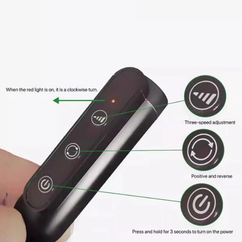 Cordless Rotary Tool Kit With USB Charging Three Speeds Electric Grinding Pen showing three-speed control buttons and LED indicator.
