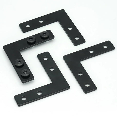 10 Sets Black L Connector Brackets With 40 M5 T Slot Nuts And 40 M5x8mm Hex Socket Cap Screws For 6mm Slot 2020 Series Aluminum Profile