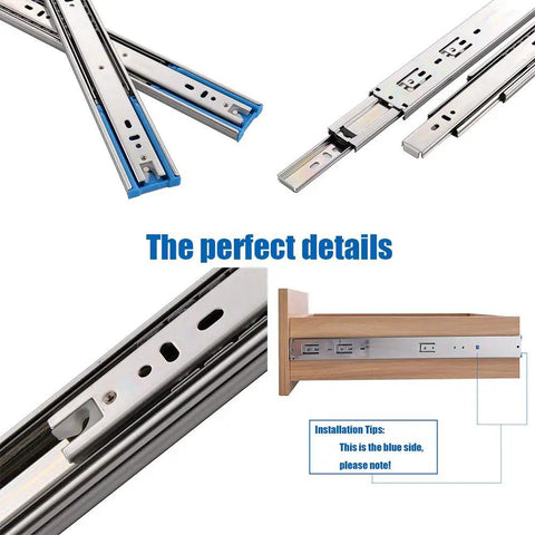 Five Pairs 16 Inch Soft Close Drawer Slides Heavy Duty With Full Extension Three Section Ball Bearing Rails For Side Mount Cabinets 110 Lb Capacity Rust Resistant Cold Rolled Steel Screws Included Brackets Not Included detail view