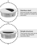 Stainless Steel Semi Circle Cabinet Pulls 40mm Recessed Drawer Handles 4 Pack Brushed Hardware with smooth finish, easy install