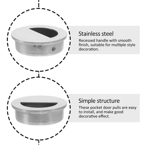 Stainless Steel Semi Circle Cabinet Pulls 40mm Recessed Drawer Handles 4 Pack Brushed Hardware with smooth finish, easy install
