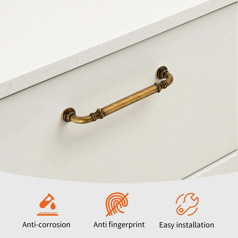 Drawer with Arch Cabinet Handle in Champagne Bronze, European Style Arched Drawer Pull, anti-corrosion, anti-fingerprint, easy installation.
