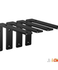 Set Of 4 Heavy Duty 6 Inch L Shaped Shelf Brackets Black Powder Coated Steel Quarter Inch Thick For Wall Mount Shelves Kitchen Mantel Supports Up To 300 Lbs Per Pair with screws