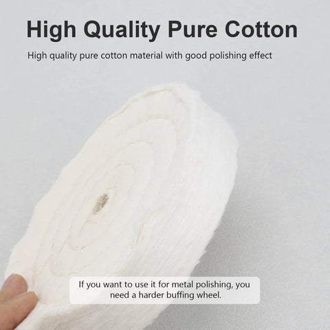 SCOTTCHEN 6-inch white cotton buffing wheel, 70-ply, 1/2" arbor for bench grinder.