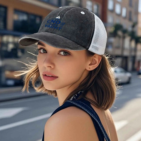 Woman wearing a Low Profile Dope Unstructured Cotton Dad Hat Bundle With Six Embroidered Eyelets For Men And Boys Classic Trucker Style