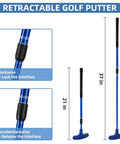 Two Way Mini Golf Set For Adults And Beginners, Adjustable Length Putters, retractable design, shown in blue.