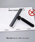30 Sheets High Adhesive Cleanroom Dust Removal Pad Sticky Paper Self Sticky Adhesive Dust Collector For Cleaning Dust Dirt And Lint On Surfaces shown with roller.