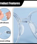 Ultra Comfy 30 Pair Anti Slip Silicone Nose Pads For Glasses And Sunglasses Featuring 5Mm Heightened D Shape Airbag Cushions.