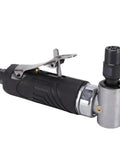 Heavy Duty 90 Degree Air Angle Die Grinder Packs Savage 12000 RPM Pneumatic Power with cushioned grip and metal components.