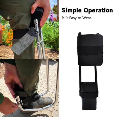Gardening Knee Seat Strap On Kneeling Stool For Yard Work And Farm Tasks, ergonomic design with back support, black color