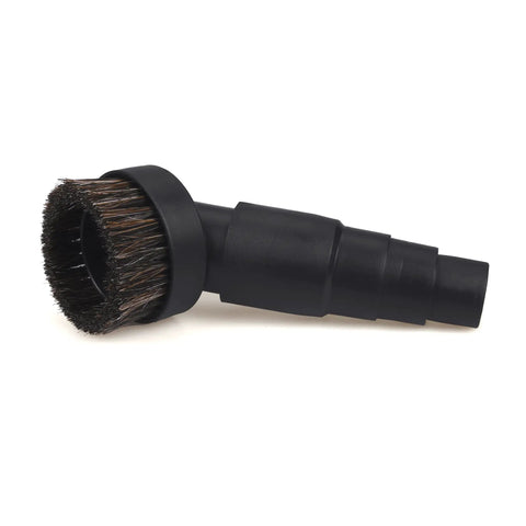 Long Horse Hair Vacuum Brush With Universal Connector For 25Mm, 32Mm, And 35Mm Hose, Small Round Dust Suction Attachment in black