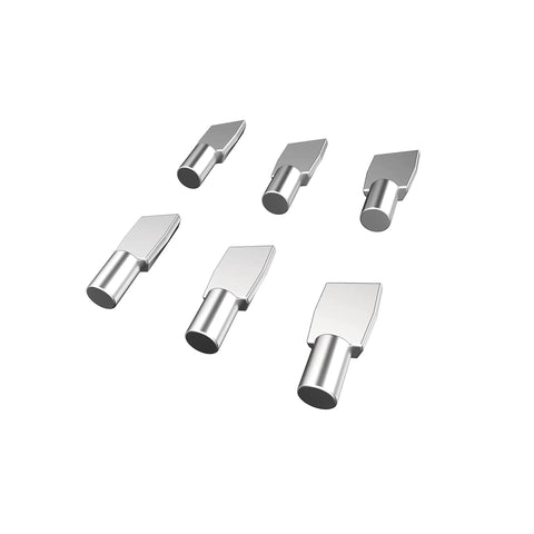 Super Heavy Duty Quarter Inch Shelf Pins Crafted From Zinc Plated Steel For Rock Solid Cabinet Shelving and Tight Grip Furniture Pegs That Handle Massive Weight Like A Boss, set of six.
