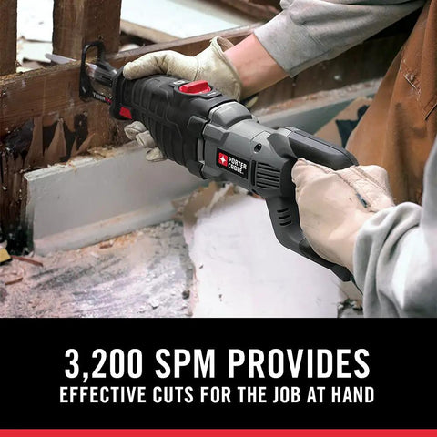 Top Tier 8.5 Amp Orbital Reciprocating Saw With Variable Speed Trigger and Lightning Fast Tool Free Blade Swaps for tough demo work in use.