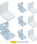 Heavy Duty White L Brackets For Shelves And Cabinets Stainless Steel Corner Supports With Smooth Plastic Caps Pack Of Four