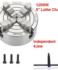 K72 125mm Four Jaw Independent Lathe Chuck Fixture With Single Movement Fast Setup Built Tough For Home Projects And Factory Machining On Metal Lathes Wide Compatibility And Secure Workholding, 4-jaw chuck
