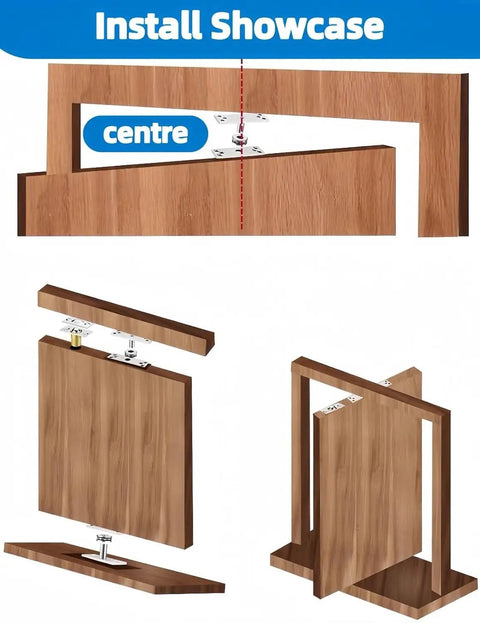 Concealed 360 Degree Pivot Door Hinge Set Built Tough In Stainless Steel, Heavy Duty Commercial Grade Door Hardware With Silent Rotation For Doors Up To 220 Lbs, Double Bearing System For Smooth Quiet Open And Close, center mount install showcase
