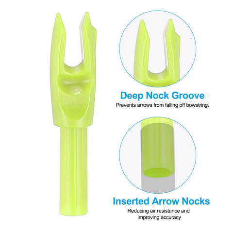 4.2mm Arrow Nocks 0.165 Inch 50 Pack Insert Nocks For Hunting Arrows Fits Compound Bow And Recurve Bow Yellow Durable Groove