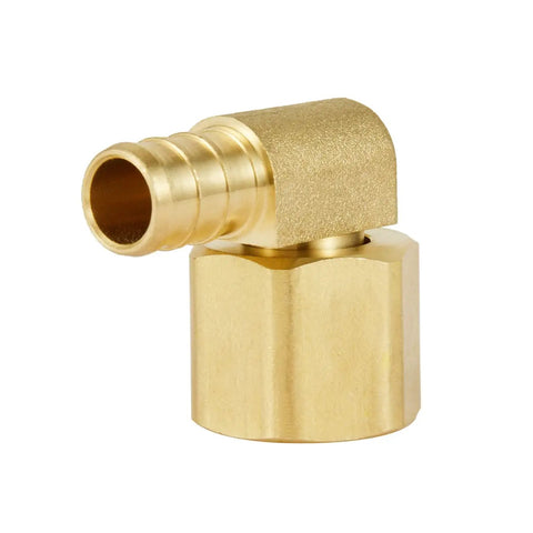 5Pc Brass Barb Crimp PEX 1/2 In X 1/2 In Female NPT Swivel Elbow Adapters, Lead Free, Heavy Duty Fittings, Universal PEX Connection For All Brand Tubing, Clamp Compatible, Durable Brass Construction brass PEX elbow fitting