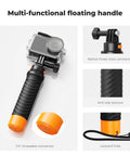 60 Meter Waterproof Case With Floating Handle Kit For DJI Osmo Action 6 shown with orange-black textured handle and camera mount