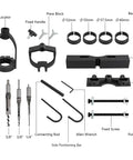 Heavy Duty Drill Press Mortising Attachment Kit With Four Precision Chisels And Steel Rings Hella Tough Woodworking parts and tools layout.