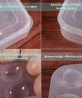 Close-up of Two Pack Large Capacity Deviled Egg Carrier Tray with Lids, showing smooth edges, groove design, and anti-skid bulge.