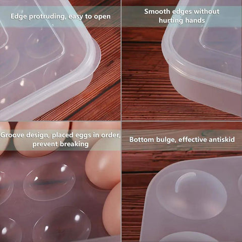 Close-up of Two Pack Large Capacity Deviled Egg Carrier Tray with Lids, showing smooth edges, groove design, and anti-skid bulge.