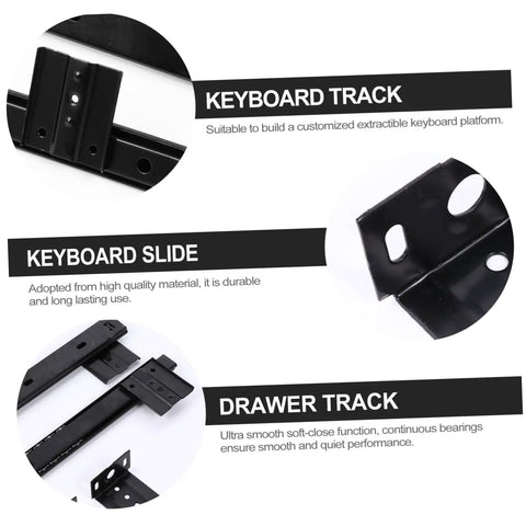 Heavy Duty Keyboard Slide Rail Bearing Drawer Track For Under Desk Storage All Metal Ball Bearing Sliders featuring components