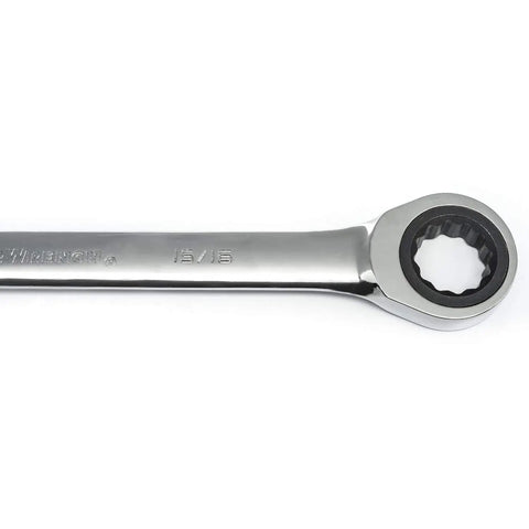 Three Eighths Inch Ratcheting Wrench With Seventy Two Tooth Box End Minimal Five Degree Swing Off Corner Loading, thin head view