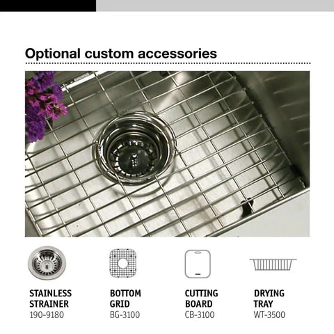 Stainless steel kitchen sink with grid, part of 31 Inch Undermount Stainless Steel Kitchen Sink With Fifty Fifty Double Bowls Durable 18 Gauge T 304 Rust Resistant Easy Install Go-To Choice For Home And Apartment Kitchens.