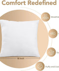 Outdoor Pillow Inserts 18 By 18 Inches Pack Of 2 White No Fuss Water Resistant Throw Pillows For Patio And Porch Furniture Durable Cushions For Garden And Outdoor Decor