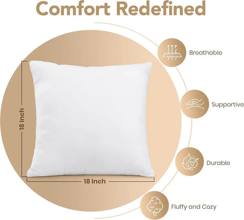 Outdoor Pillow Inserts 18 By 18 Inches Pack Of 2 White No Fuss Water Resistant Throw Pillows For Patio And Porch Furniture Durable Cushions For Garden And Outdoor Decor