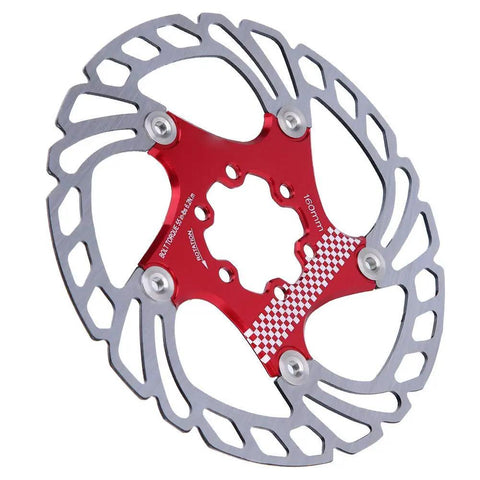 203mm Floating Disc Brake For Mountain Bikes With CNC Precision, Dual Material Construction, red and silver finish.