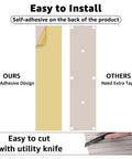 Self Adhesive Soundproof Acoustic Wall Panels For Room Treatment Game Changing Noise Absorbing Foam Tiles To Knock Out Echoes And Smooth Out Reverb With Zero Sweat Peel And Stick Install Camel Color 10 Pack installation comparison of easy to cut and self-adhesive design.