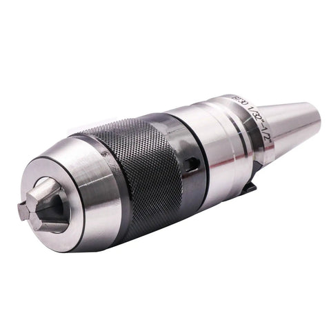 Heavy Duty Self Tightening Keyless Drill Chuck Holder For One Thirty Second To One Half Inch Range With BT30 Integral Shank