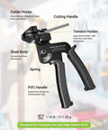 Close-up of Built Tough Heavy Duty Metal Zip Tie Tool Kit With 100 Stainless Steel Ties 11.8 Inch, showing cutter and handle